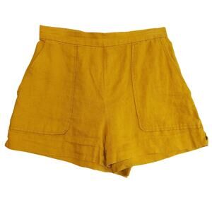 Aritzia Wilfred Linen Shorts Elastic Waist High Rise Lightweight Yellow Womens S